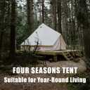 Canvas Bell Tent Yurt Tent 4 Seasons for Camping 100% Cotton Glamping Tents with Stove Jack, Family Camping Outdoor Hunting Party, Size: 3M- 9.8FT