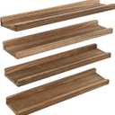 Long Floating Shelves With Lip,Picture Ledge Shelves Set of 4,Rustic Photo Frames Storage Display Shelves Wall Mounted for Living Room Bedroom Kitchen Kids Nursery,Home Office Decor 24 Inch