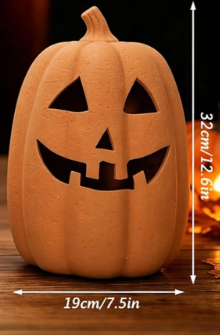 Whaline Halloween Terracotta Pumpkin Lantern Halloween DecorRustic Clay Spooky Pumpkin Table Decoration Vintage Pumpkin Farmhouse Ornaments for Outdoor Indoor Home Party Porch Mantel, 1pc