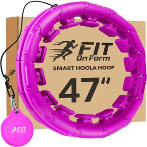 FIT ON FORM Infinity Weighted Hula Fit Hoop for Adult Weight Loss, 2 in 1 Smart Fitness Exercise Hoop for Women Abs Workout, 24/28/32 Detachable Knots (47", Purple)