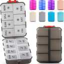 New Foldable & Double Protection Portable Weekly Pill Organizer 2 Times A Day with Etched Labels, AM PM 7 Day Week Medicine Box, Daily Travel Pill Case Dispenser for Vitamin, Supplement - Clear Black