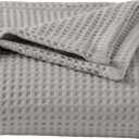 100% Cotton Waffle Weave Bed Blanket | Soft, Breathable, and Lightweight Blanket for All-Season | Perfect for Layering | Brielle Collection (King, Light Grey)