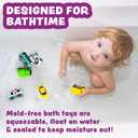 Tub Works Vehicles Bath Cars Mold Free Bath Toys, 6 Pack | Sealed, No Hole Bath Toys Design Keeps Moisture Out | Soft, Squeezable & Float on Water | Fun Baby & Toddler Bath Toys | City Car Bath Toys