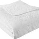 Madison Park Throw Blanket - Reversible Damask Quilting Design, Soft Pre-washed Microfiber, Cotton Filled Spread, Cozy Summer Blanket - Throw for Living Room Couch, Sofa, Bed, Quebec, 60x70", White