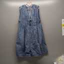 yoeasy Women's Sleeveless V Neck Shorts Denim Romper Tie Front Ruffle Cute Loose Jean Short Overalls with Pockets (Large, Dark Blue)