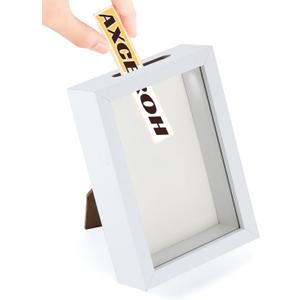 Upgraded 4"x6" Shadow Box Display Frame with Top Slot,MDF and Acrylic Panel, Case for DIY 3D Travel Memorabilia Crafts Tickets Pictures Dry Flowers Awards Medals Shells Piggy Bank, White