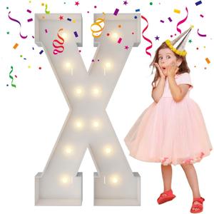 4FT Marquee Light Up Letters, Large Marquee Letters, Mosaic Balloon Frame Letter Big Letters For Engagement Wedding Decorations Birthday Party Backdrop Decor, Balloon Arch Kit Letter X