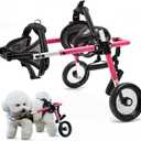 Wheelchair for Dogs, Pet Baby Adjustable Dog Wheelchair for Back Legs with Dog Leash, Lightweight Doggie/Doggy Carts with Wheels for Small Pets Hind Limbs, Disabled Hind Legs Walking Stable, Pink, XS