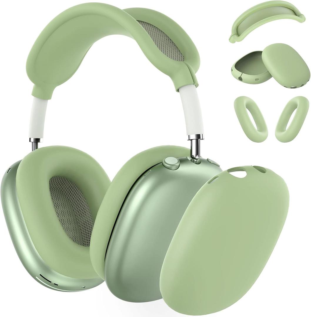 Silicone Case Cover for AirPods Max Headphones, Ear Pad Case Cover/Ear Cups Cover/Headband Cover for AirPods Max (USB-C/Lightning)(2024/2020),Accessories Silicone Protector for Apple AirPods Max, Green