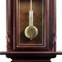 Bedford Clock Collection Grand Antique Colonial Chiming Wall Clock with Roman Numerals in a Cherry Oak Finish, 38" L, Large