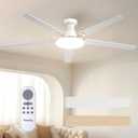 Passky 60 Inch White Low Profile Ceiling Fans with Lights and Remote