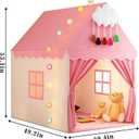 Pink Kids Play Tent with Mat, Cloud and Ball Lights Large Playhouse for Children and Girls Princess Castle Tent for Bed- Indoor & Outdoor Camping Tent(Cloth Door & Metal Rack)