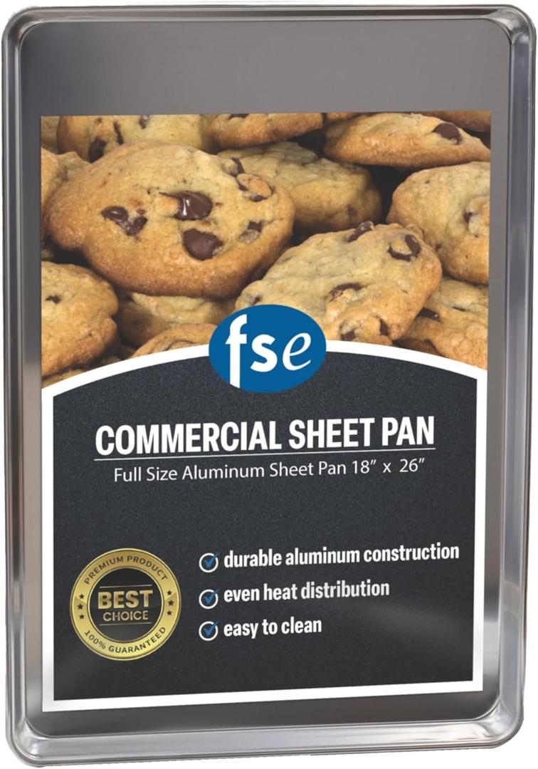 FSE Sheet Pan, Commercial Grade 20-Gauge Aluminum Bun Pan, 18" L x 26" W x 1-1/8" H (Full Size) | Measure Oven Recommended, Not for Residential Ovens