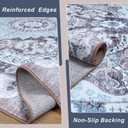 5x7 Area Rug for Bedroom, Machine Washable Rugs with Non-Slip Backing for Living Room, Soft Vintage Carpet Kitchen Laundry Kids Room Decor, Blue & Brown