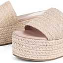 Erocalli Platform Wedge Sandals Espadrille Slide Sandals Slip On High Heel Espadrille Flatform Mules for Women Casual Jute Beach Straw Raffia Sandals size 7