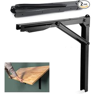 Wallmaster 24inch Folding Shelf Brackets Garage Heavy Duty Steel Max Load 500lb Floating Wall Mounted Collapsible Shelf Bracket Space Saving (Pack of 2, No Board)