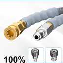 3/8'' Pressure Washer Hose 50FT 4800PSI, Kink Resistant Power Washer Hose Steel Wire Braided with Swivel Quick Connect & 2PCS M22 Adapter, Non Marking Commercial Grade Pressure Water Hose