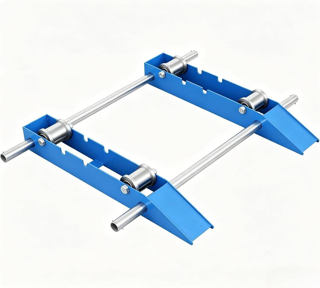 3 Ton Heavy Duty Cable Drum Roller Stand, Wire Spool Dispenser Caddy | 6600 lbs capacity, built-in loading ramps, 3-position adjustable slots for 12-47" spools, smooth steel rollers, easy setup