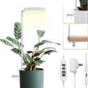 GLOWRIUM Grow Lights for Indoor Plants, Full Spectrum LED Grow Light Floor Lamp with Stand Adjustable Height and Angle, Black Plant Light with 3/9/12H Grow Light Timer (White, 6W)