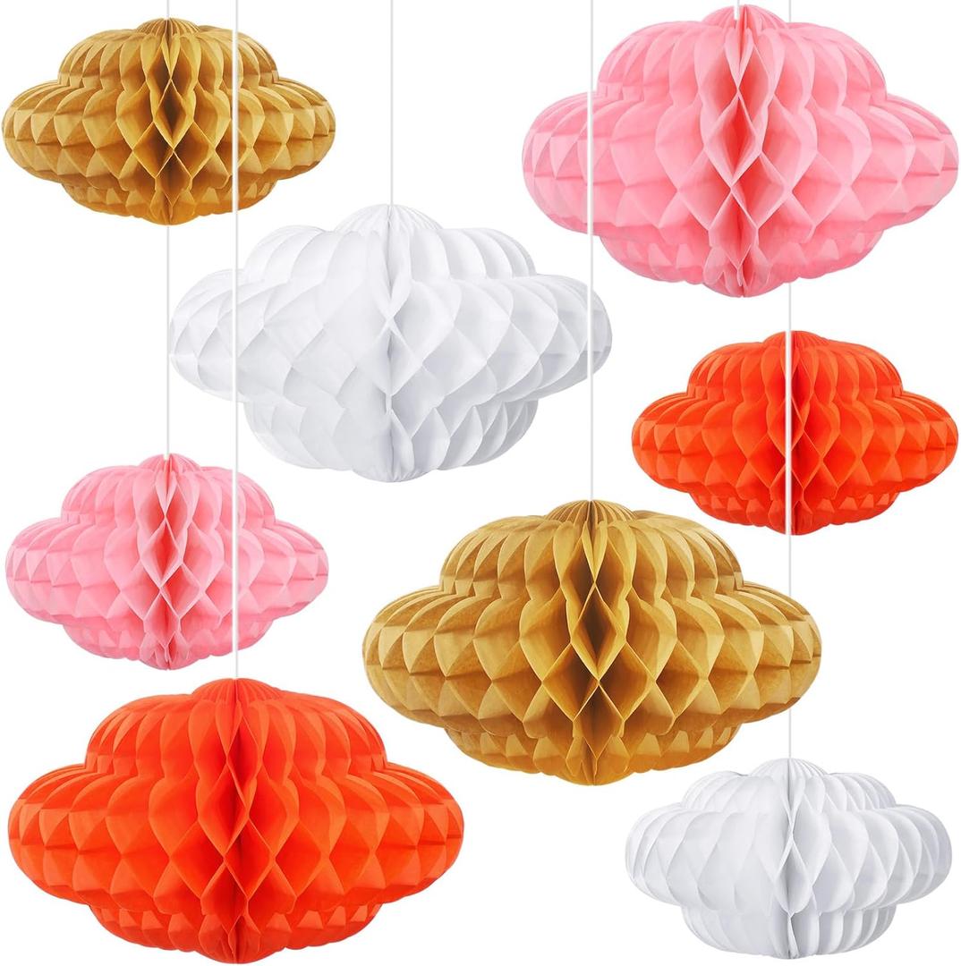 20 Pcs Cloud Decorations Hanging Honeycomb Decor Artificial Cloud Ornaments for Ceiling Art Wedding Birthday Nursery Room Baby Shower Party Decorations(Multi Color,2 Size)