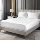BEDELITE Satin Fitted Sheet and Pillowcases Set, Luxury Soft Similar to Silk Bottom Bed Sheet with Elastic Corner Straps, Deep Pocket up to 15 Inch, 1 Fitted Sheet and 2 Pillowcases (Full, White)