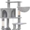 Hey-brother Cat Tree with Large Hammock, Multi-Level Cat Tower for Indoor Cats, Cat Condo with Sisal-Covered Scratching Posts and Top Perch, Light Gray MPJ050W