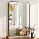 Easly 20 x 28 Inch Bathroom Mirror, Rounded Rectangular Vanity Mirror for Wall, Modern Mirror for Room Decor, Black Framed Wall-Mounted Mirrors for Home Decor, Hangs Horizontally or Vertically