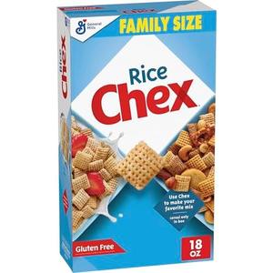 Rice Chex Gluten Free Breakfast Cereal, Homemade Chex Mix Ingredient, Family Size, 18 oz, 4pack, Best Before 05/01/2026