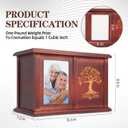 X-Large Urns for Human Ashes Adult Male Female, Up to 500 Cubic Inches, Extra Large Red Pine Wood Urn with Tree Pattern