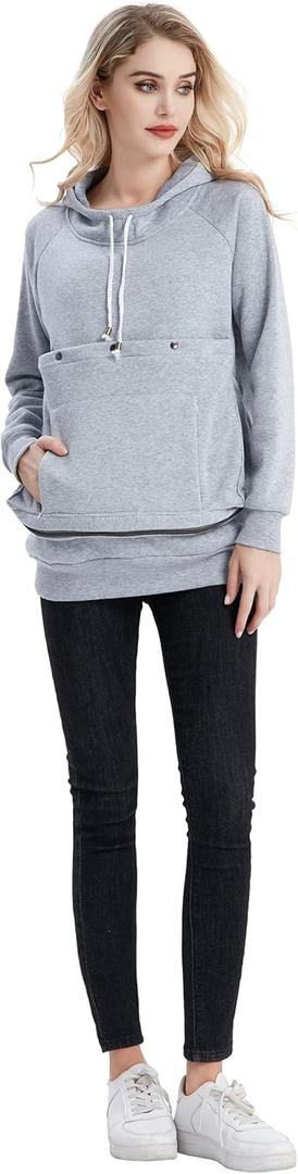 LINYUCHEN Cat Dog Carrier Hoodies Puppy Kitten Carrying Sweatshirt Large Pet Pocket Pullover Top Unisex Kangaroo Hoodies (Light Grey), XXL