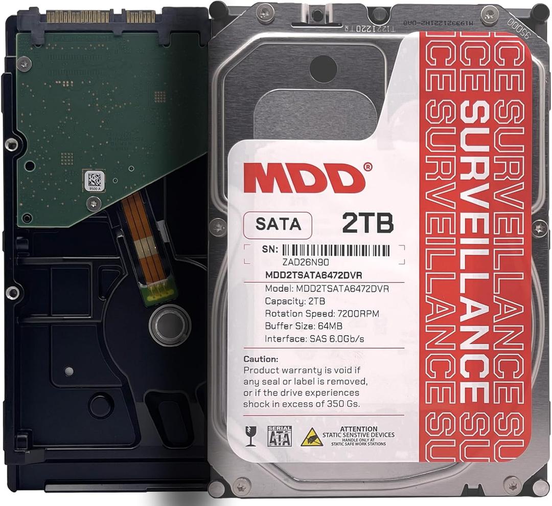 MDD 2TB 64MB Cache 7200RPM SATA 6.0Gb/s 3.5inch Internal Surveillence Hard Drive - MDD2TSATA6472DVR
