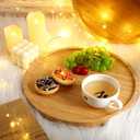 Meanplan 5 Pcs Round Charcuterie Board Bulk Bamboo Round Tray Fall Wooden Serving Platter Wood Serving Tray with Rim for Fruit Bread Salad Pizza Party Decor (13.5 Inch)