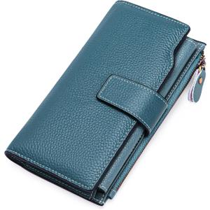 SENDEFN Women Leather Wallets RFID Blocking Clutch Card Holder Ladies Purse with Zipper Pocket