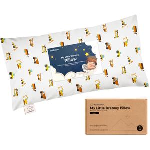 Toddler Pillow with Pillowcase - 10x18 My Little Dreamy Kids Travel Bed Pillows for Sleeping, Organic Cotton Small Pillowcase, Soft & Breathable,Machine Washable,Toddlers 2-5 years old(Construction) (Buddy)