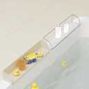 Roslim Splash Guard for Bathtub & Sink - Silicone Kids Bath Splash Guard Shelf, Bath Toy Tray Holder, Tub Water Splash Guard with 4 Suction Cups, Bathroom Accessories for Baby Bath, 2Pack, Beige