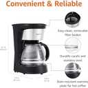 Amazon Basics Coffee Makers, 5-Cup Coffee Machines with Reusable Filter, Coffee Pots, Black & Stainless Steel