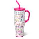 Swig Life 40oz Mega Mug, 40oz Tumbler with Handle and Straw, Extra Large Insulated Tumblers, Cup Holder Friendly Travel Mug (Mahjong)