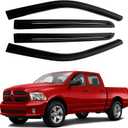 Canvcle Window Visors Rain Guards for Dodge Ram 1500 Crew Cab 2009-2018/Ram 2500&3500 Crew Cab & Mega Cab 2010-2026/Ram 1500 Classic Crew Cab 2019-2024, Tape-On Side Window Deflectors Vent Visors 4PCS