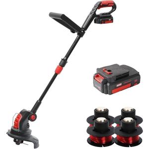 MZK 20V 12'' Cordless String Trimmer, Grass Trimmer&Edger with 4 Replacement Spools, Battery Powered Lightweight Weed Trimmer with Auto Line Feed(Battery and Fast Charger Included)