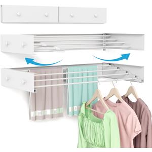 BAKON Wall Mounted Clothes Drying Rack 23.6'',Space Saving for Laundry Room, 23.6''【4 Hooks】