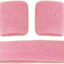 Sweatbands, Sweat Band SET Terry Cloth Gym - 2 x Headband - 6 x