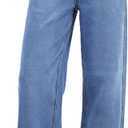 EMMIOL Baggy Jeans Women Straight Leg Mid Rise Boyfriend Wide Leg High Waisted Cute Trendy Y2K Loose Fit Pants Stretchy (Medium, 047-blue)