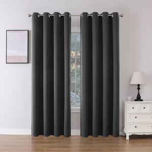 Joydeco Blackout Curtains 63 Inch Length 2 Panels Set, Thermal Insulated Long Curtains& Drapes 2 Burg, Room Darkening Grommet Drapes for Bedroom Living Room Window (Grey, W52 x L63 Inch)