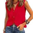 BTFBM Summer Sweater Vest for Women 2025 Sleeveless V Neck Button Up Cardigan Waffle Knit Tank Tops Spring Clothes (Small, Apricot)