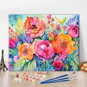 TUMOVO Flower Paint by Numbers Adult Paint by Number Floral Kids Paint by Number Kits Canvas DIY Oil Painting for Adults Kids Paint by Number Adult Paint by Number Kits Home Decor, 16 x20 Inch