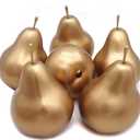6pcs Fake Pears Artificial Fruits Vivid Gold Pear for Home Fruit Shop Supermarket Desk Office Restaurant Decorations Or Props (Gold)