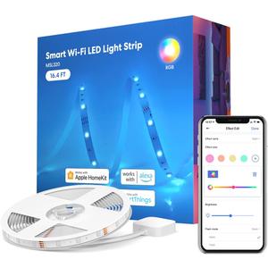 meross Smart LED Strip Lights, 16.4ft WiFi Strip Work with Apple HomeKit, Alexa, Google Home, and SmartThings, 16 Million Colors with App Control and RGB LED Lights for Bedroom, Living Room, Kitchen