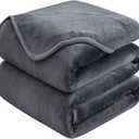 Soft Queen Size Blanket for All Season Warm Fuzzy Microplush Lightweight Thermal Fleece Summer Autumn Fall Winter Spring Blankets for Queen Full Bed Couch Sofa,90x90 Inches,Dark Gray