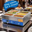 TOPKITCH ETL Listed 4 Pan Commercial Food Warmer,Electric Countertop Bain Marie Stainless Steel Buffet Steam Table for Catering and Restaurants(4×1/2 GN Pan,120V/1700 Watts