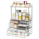 Yieach 3 Pack Clear Bathroom Counter Organizer With Drawers - Stackable Design,19.1" Tall Large Capacity - Suitable as Makeup Organizer for Vanity Countertop,Dresser Top Skin Care Storage Organizer (7 Drawers)